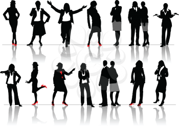 Royalty Free Clipart Image of Office People Silhouettes
