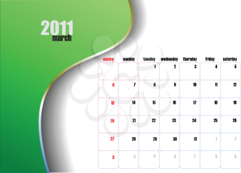 Royalty Free Cliparty Image of a March Calendar