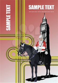 Royalty Free Clipart Image of a London Guard in Front of Big Ben