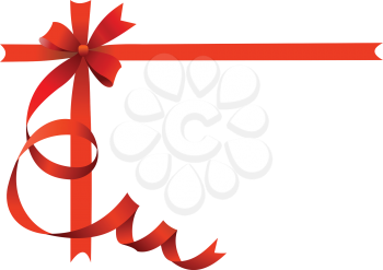 Royalty Free Clipart Image of a Festive Bow in a Corner