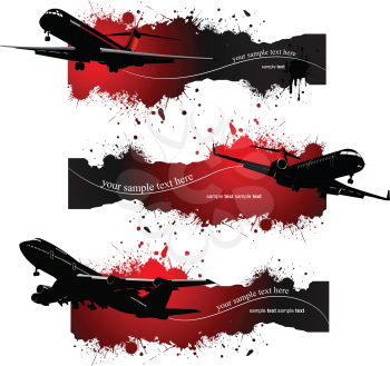 Royalty Free Clipart Image of Three Grunge Airplane Banners