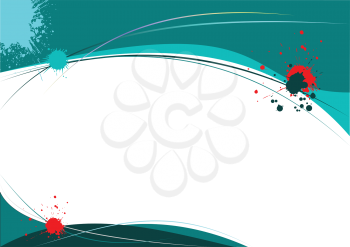 Royalty Free Clipart Image of an Aqua Background With a White Centre and Red Splashes