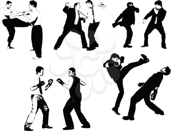 Royalty Free Clipart Image of Fighting People