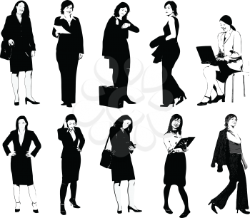 Royalty Free Clipart Image of a Set of Businesswomen