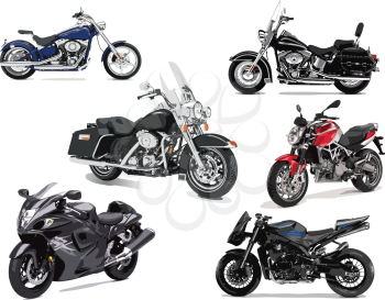 Royalty Free Clipart Image of a Group of Motorcyles