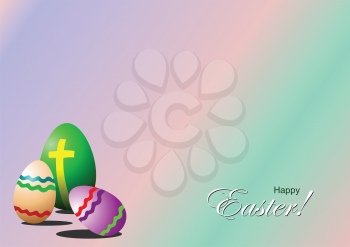 Royalty Free Clipart Image of Easter Eggs on a Greeting Card