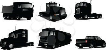 Royalty Free Clipart Image of Truck Silhouettes