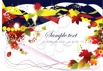 Royalty Free Clipart Image of an Autumn Frame With Leaves and Ribbons