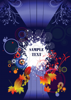 Royalty Free Clipart Image of an Abstract Card With Autumn Leaves