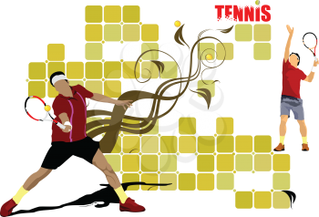 Tennis player poster. Colored Vector illustration for designers