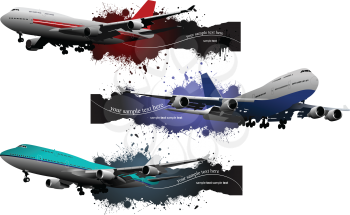 Three banners of plane. Vector illustration