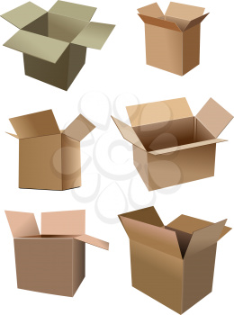 Set of carton boxes isolated over a white background. vector illustration