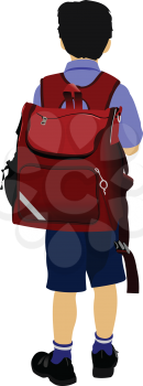 Little boy is going to school. Back to school. Vector illustration