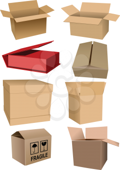 Big Set of carton packaging boxes isolated over a white background