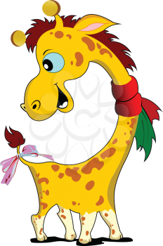 Little funny giraffe. Vector illustration africa, animal, baby, calf, camera,cartoon, cute, giraffe, illustration, looking,mammal, painting, safari, vector, young,zoo