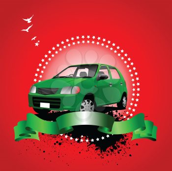 Rarity cars club award on sunrise background. Cover for brochure. Vector illustration for designers