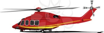 Air force. Red-yellow helicopter. Vector illustration