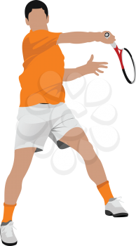 Tennis player. Colored Vector illustration for designers