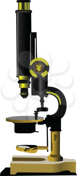 Old microscope. Colored vector illustration