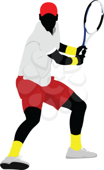 Man Tennis player. Colored Vector illustration for designers