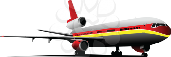 Passenger  Airplane on the airfield. Vector illustration