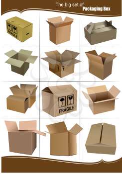 Big Set of carton packaging boxes isolated over a white background