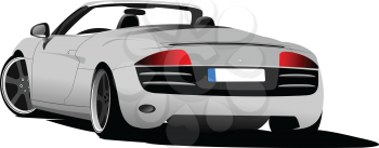 Silver  car cabriolet on the road. Vector illustration