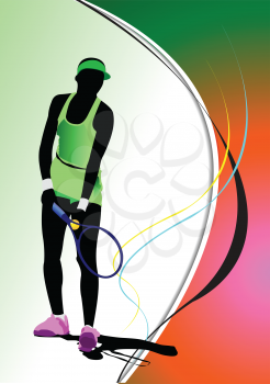 Poster of Woman Tennis player. Colored Vector illustration for designers