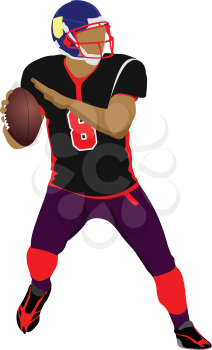 American football player s silhouettes in action. Vector illustration
