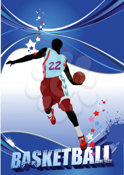 Basketball players poster. Vector illustration