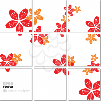 Vector Illustration geometrical mosaic pattern with flower image