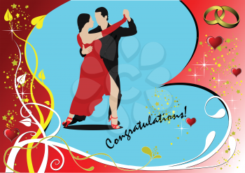 Valentine`s Day greeting card with tango dancing