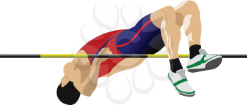 Man high jumping. Track and field. Vector illustration