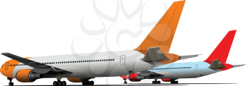 Airplane on the airfield. Vector illustration