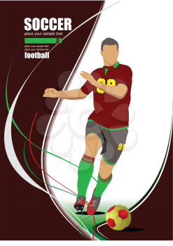Soccer player poster. Football player. Vector illustration