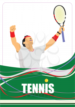 
Man Tennis player poster. Colored Vector illustration for designers