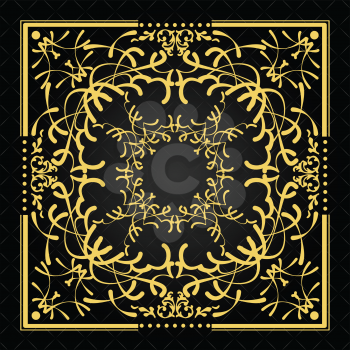 
Gold ornament on black background. Can be used as invitation card or cover. Vector illustration
