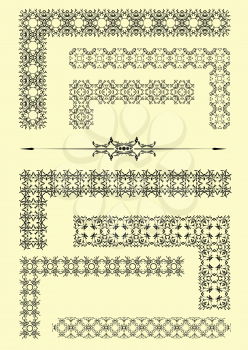 Collection of Ornamental Rule Lines and corners  in Different Design styles. Vector illustration