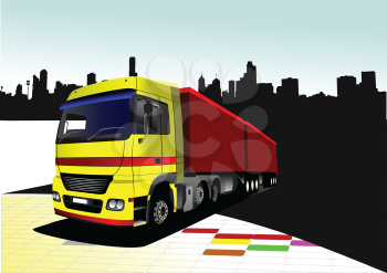 Vector illustration of red-yellow truck