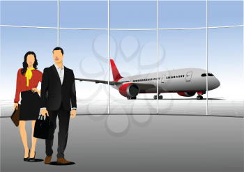 Airport scene . Vector illustration for designers