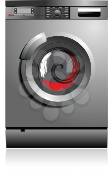 Grey washing machine vector illustration. Home equipment 
