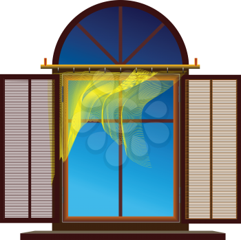 Exposed window with flutter brise-bises. Vector illustration