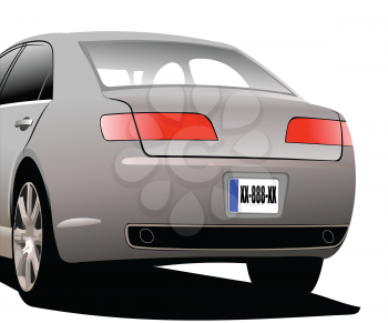 Rear view car sedan with the image of a state number