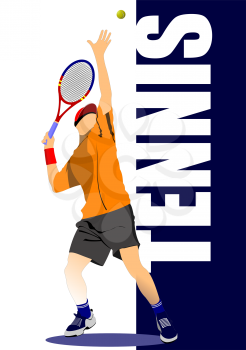Tennis poster. Colored Vector illustration for designers
