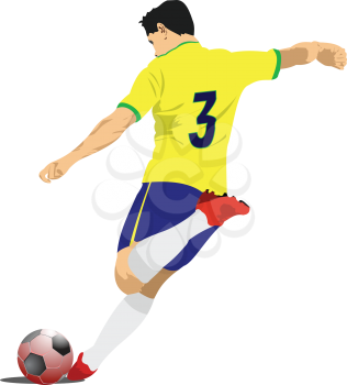 Poster Soccer football player. Colored Vector 3d illustration for designers