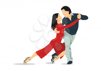 Couples dancing a tango. 3d vector illustration