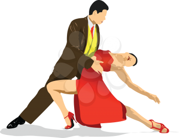 Couples dancing a tango. 3d vector illustration