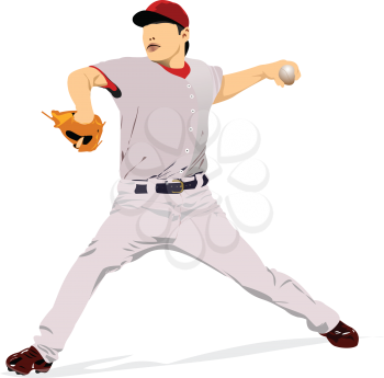 Baseball player. Vector 3d illustration for designers