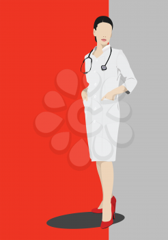 Medical doctor with doctor`s smock. Vector illustration