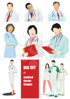 Bid set of Medical doctor image. Vector 3d illustration